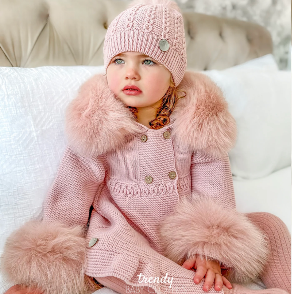 Pangasa Powder Pink A-line Fur Jacket