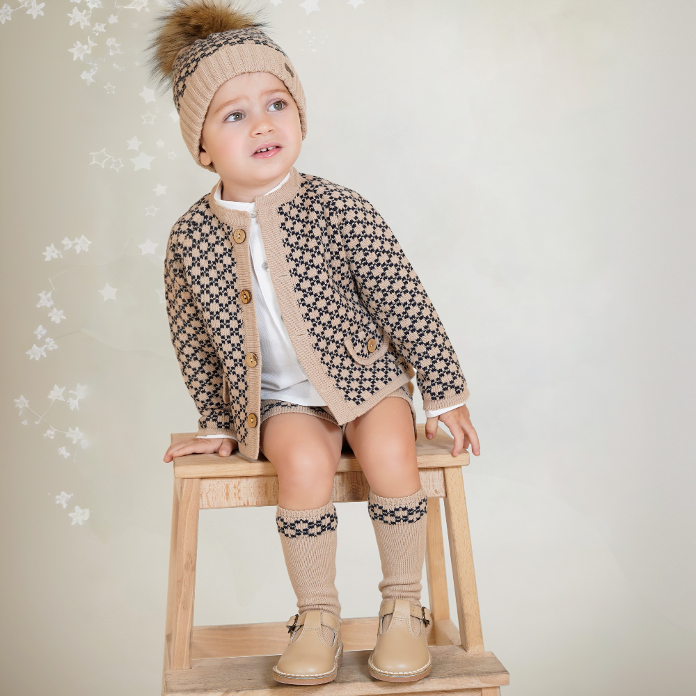 New In Rahigo Boys Camel & Navy 3 Piece Set