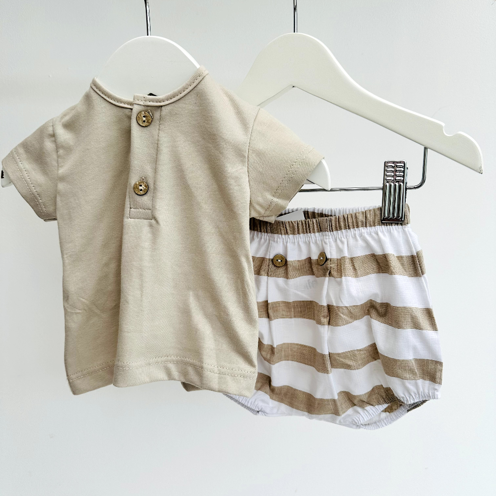 Rapife Boys Beige T-shirt & Jam Pant Set