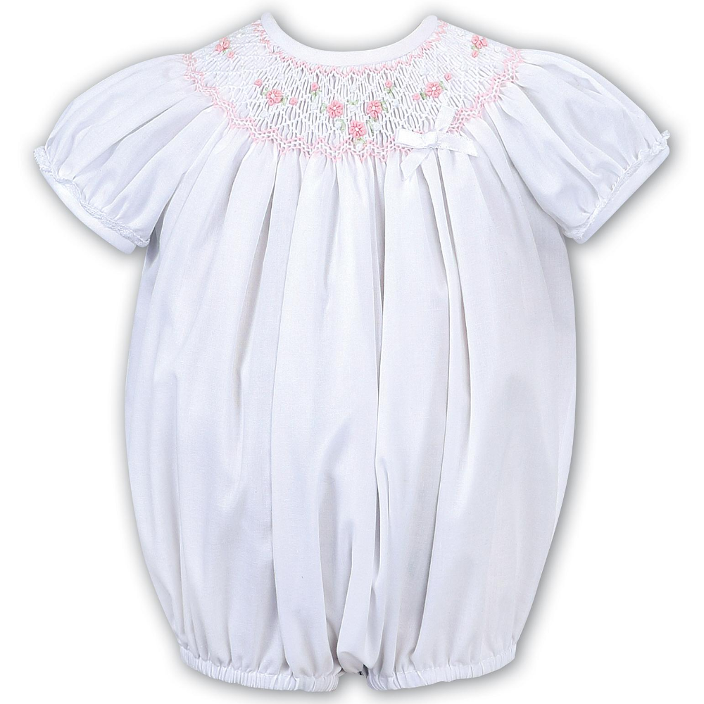 Sarah Louise Girls White Daisy Smocked Romper