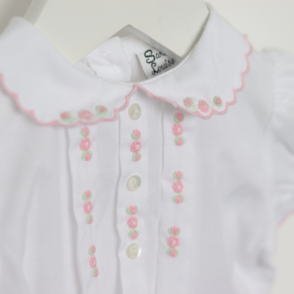 Sarah Louise Girls Smocked Blouse & Pink Shorts Set