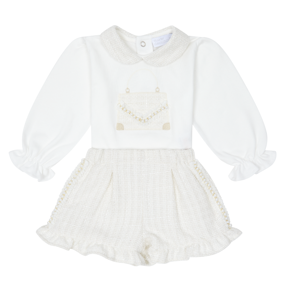 Deolinda Be Chic Ivory "Chanel" Girls Shorts & Top Set