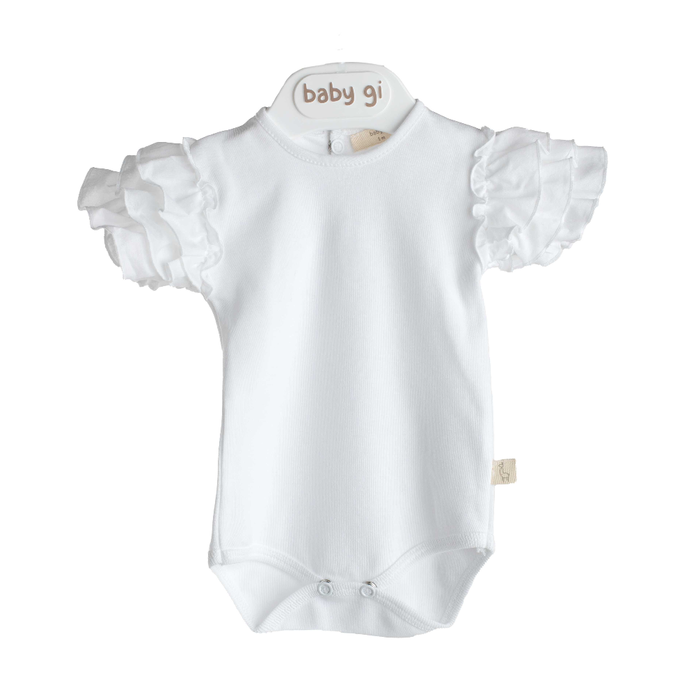 Baby Gi Girls Frilly White Cotton Bodysuit