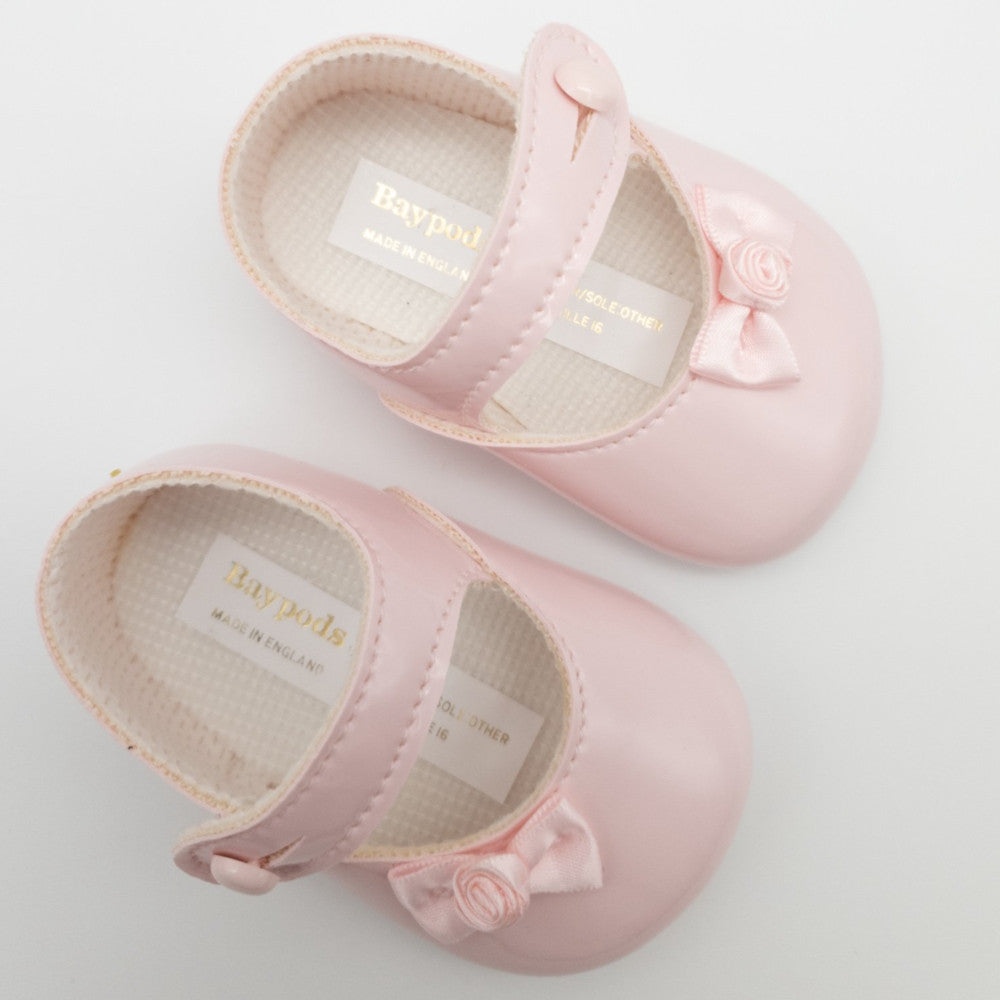 Girls Pink Patent Baby Pods Pram Shoes