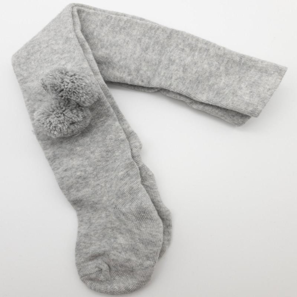 Grey Tights with Pom Poms the-wardrobe-childrens-boutique