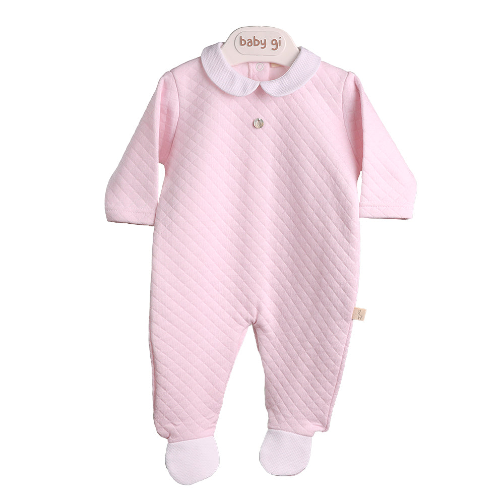 Baby Gi Pink Jacquard Sleepsuit