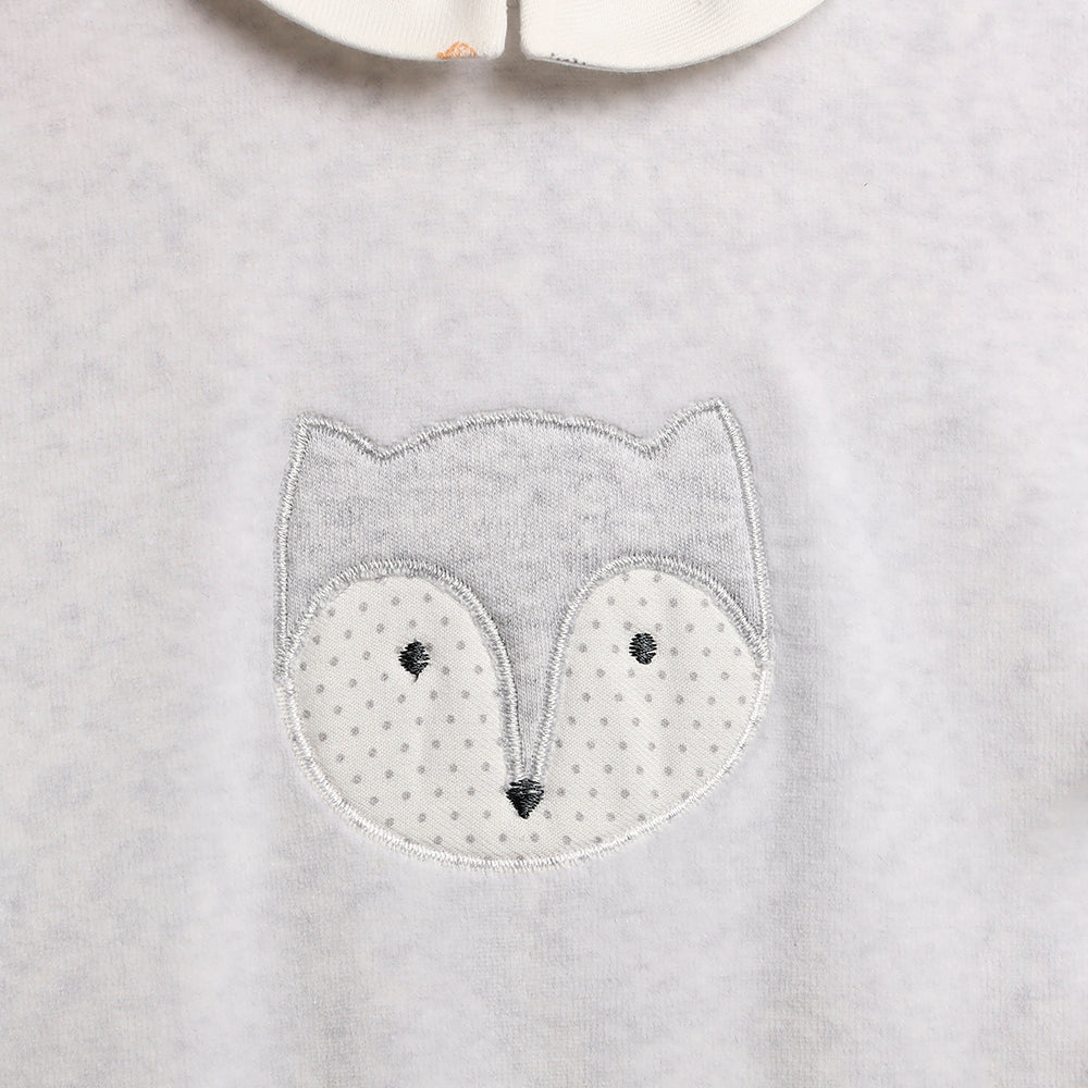Baby Gi Grey Fox Velour Sleepsuit