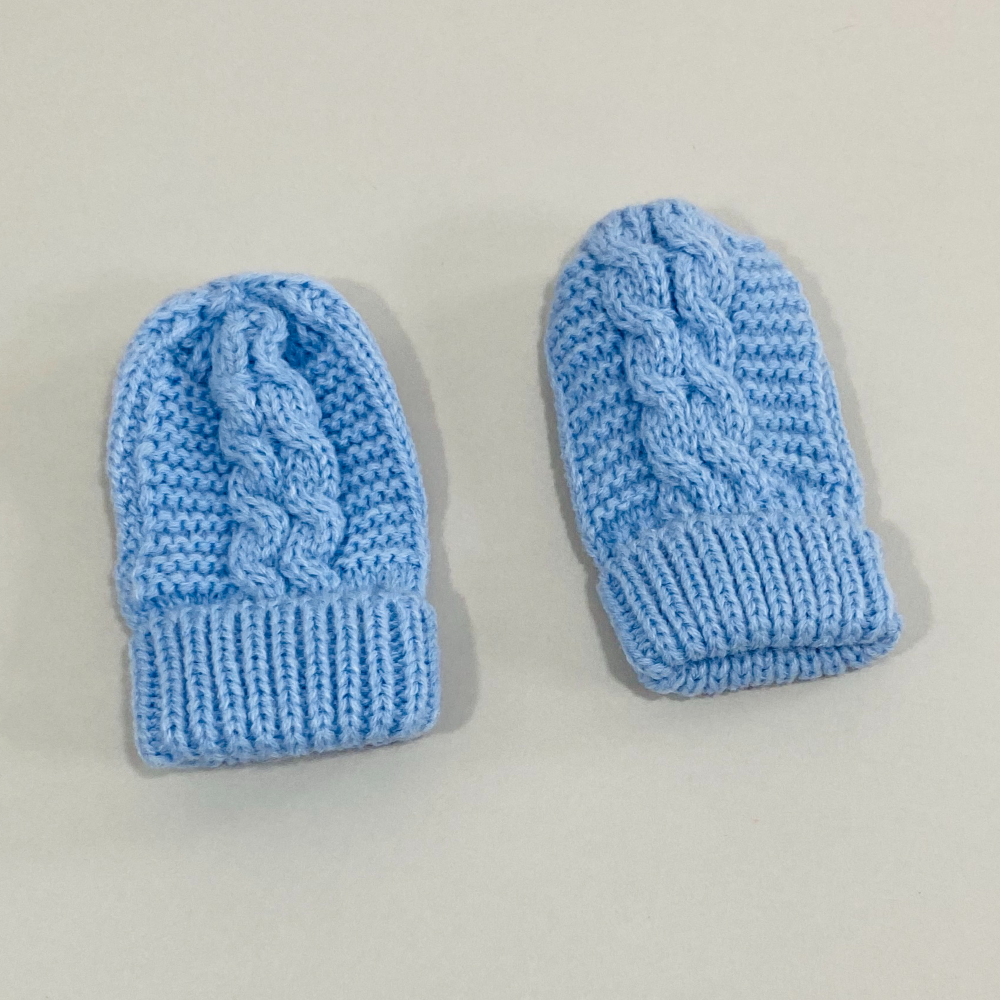 Blue Knitted Mittens