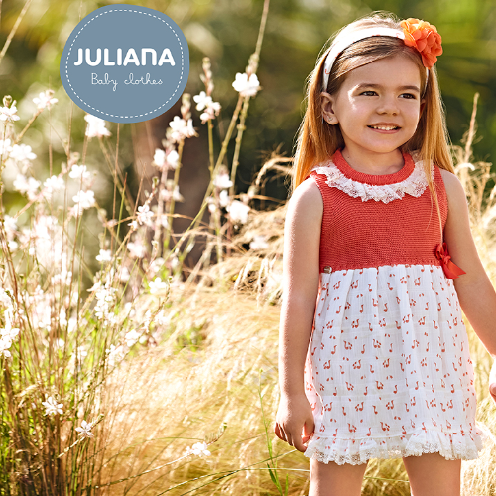 Juliana Girls Coral Half Knit Dress