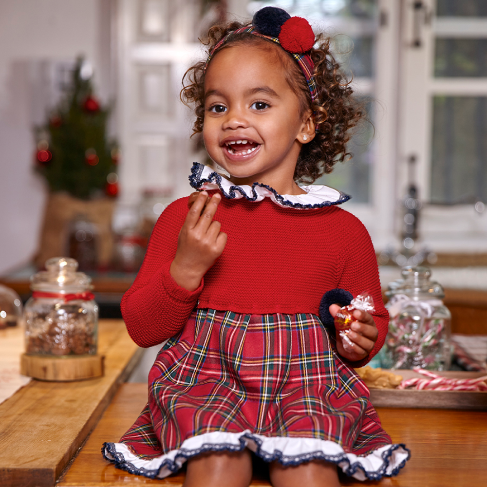 Juliana Red Tartan Half Knit Dress The Wardrobe Childrens Boutique