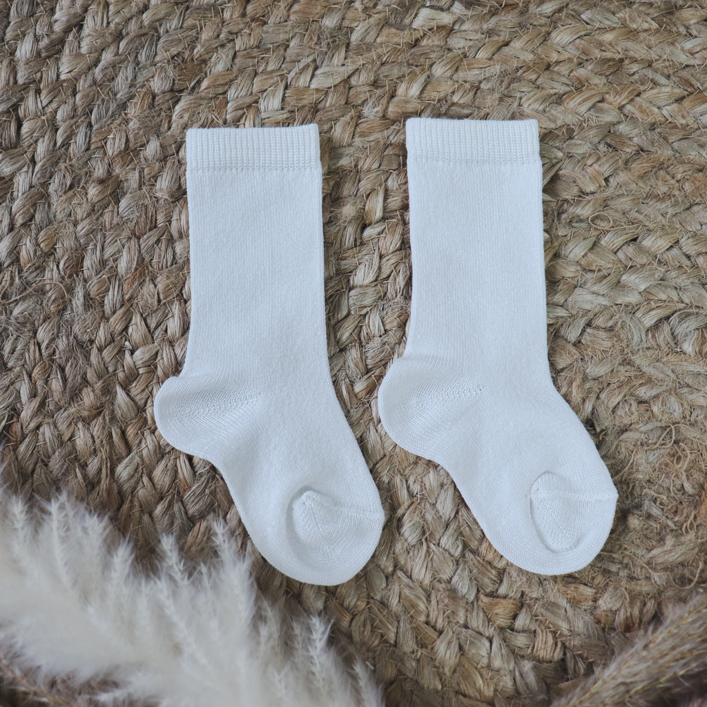 Meia Pata Plain White Knee Socks