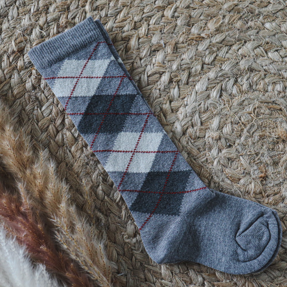 Meia Pata Boys Grey Argyle Knee Socks The Wardrobe Childrens