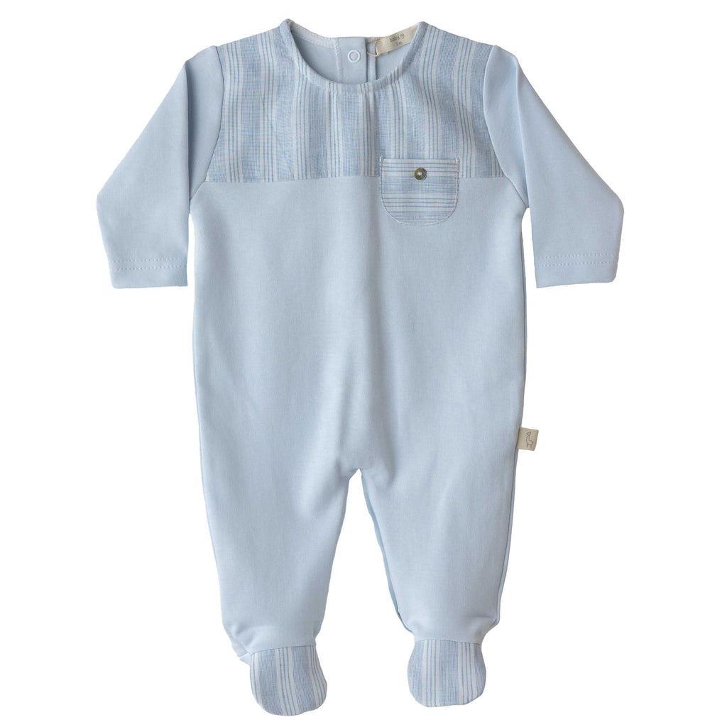 Baby Gi Blue Pinstripe Cotton Muslin Sleepsuit