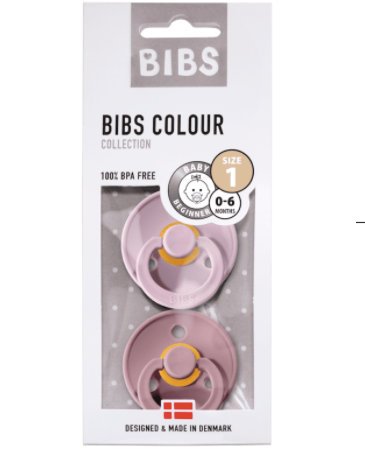 Nibbling Bibs Twin Dummy Pack Size 1 Dusky Lilac/ Heather