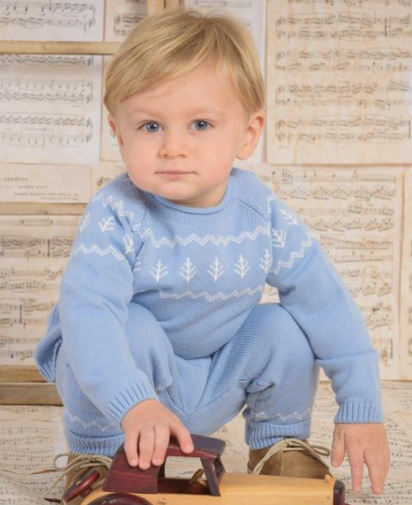 Artesania Granlei Boys Blue Fair Isle Knitted Tracksuit