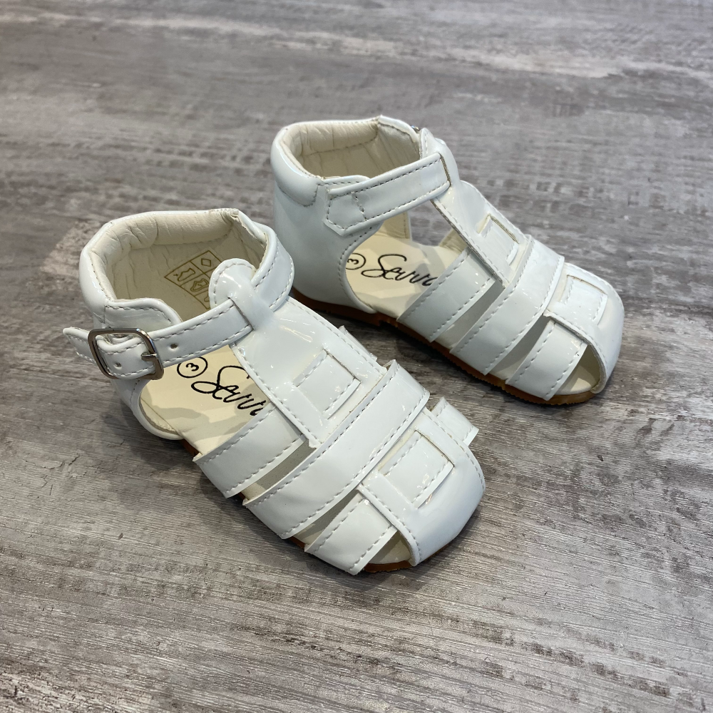 Sevva White Leather Patent Sandals