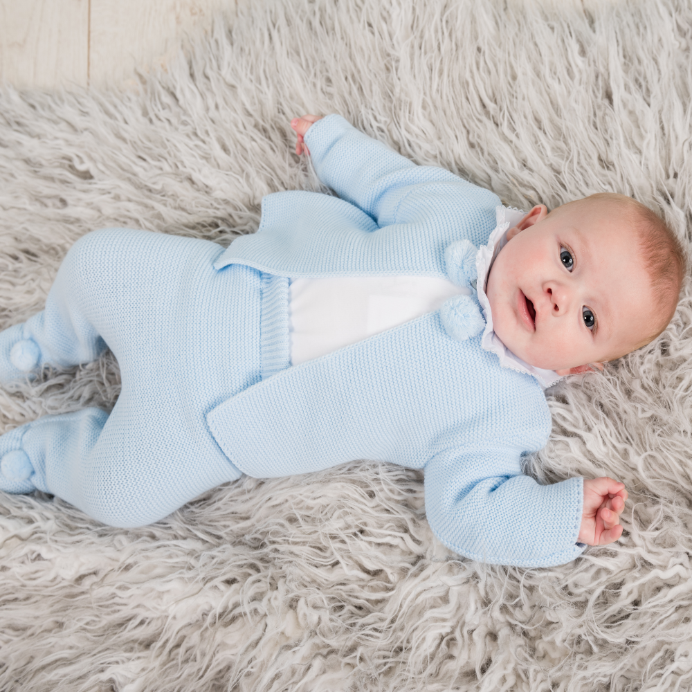 New in Dandelion Pom Pom Blue Knitted Piece Set