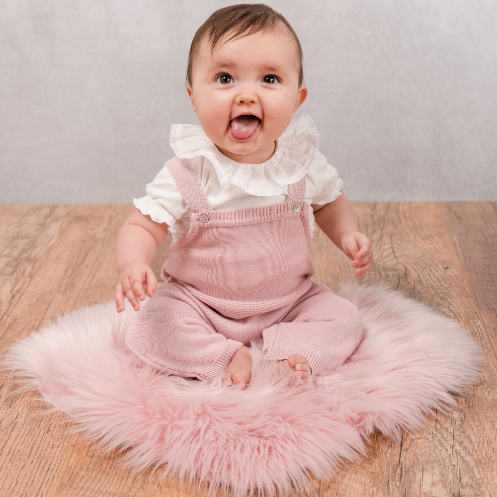 Baby Gi Cream Short Sleeved Bodysuit with Frill Collar The