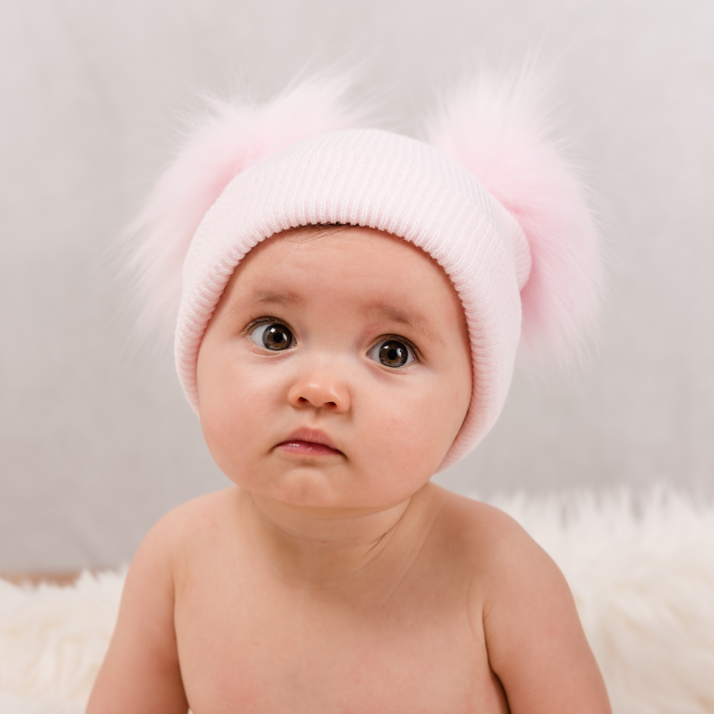 Pom Pom Envy Double Baby Knit Pink Pom Pom Hat