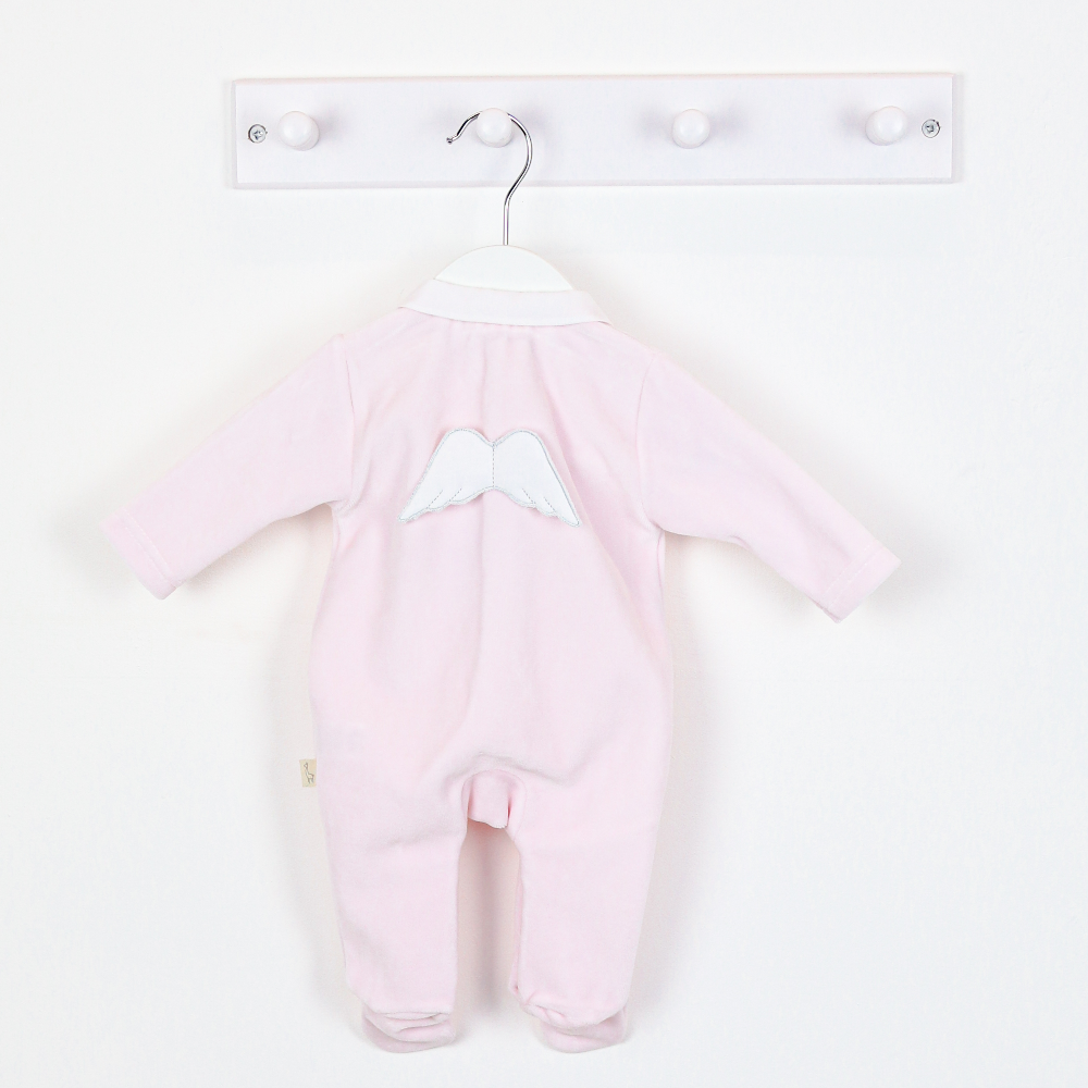 Baby Gi Girls Pink Angel Velour Sleepsuit