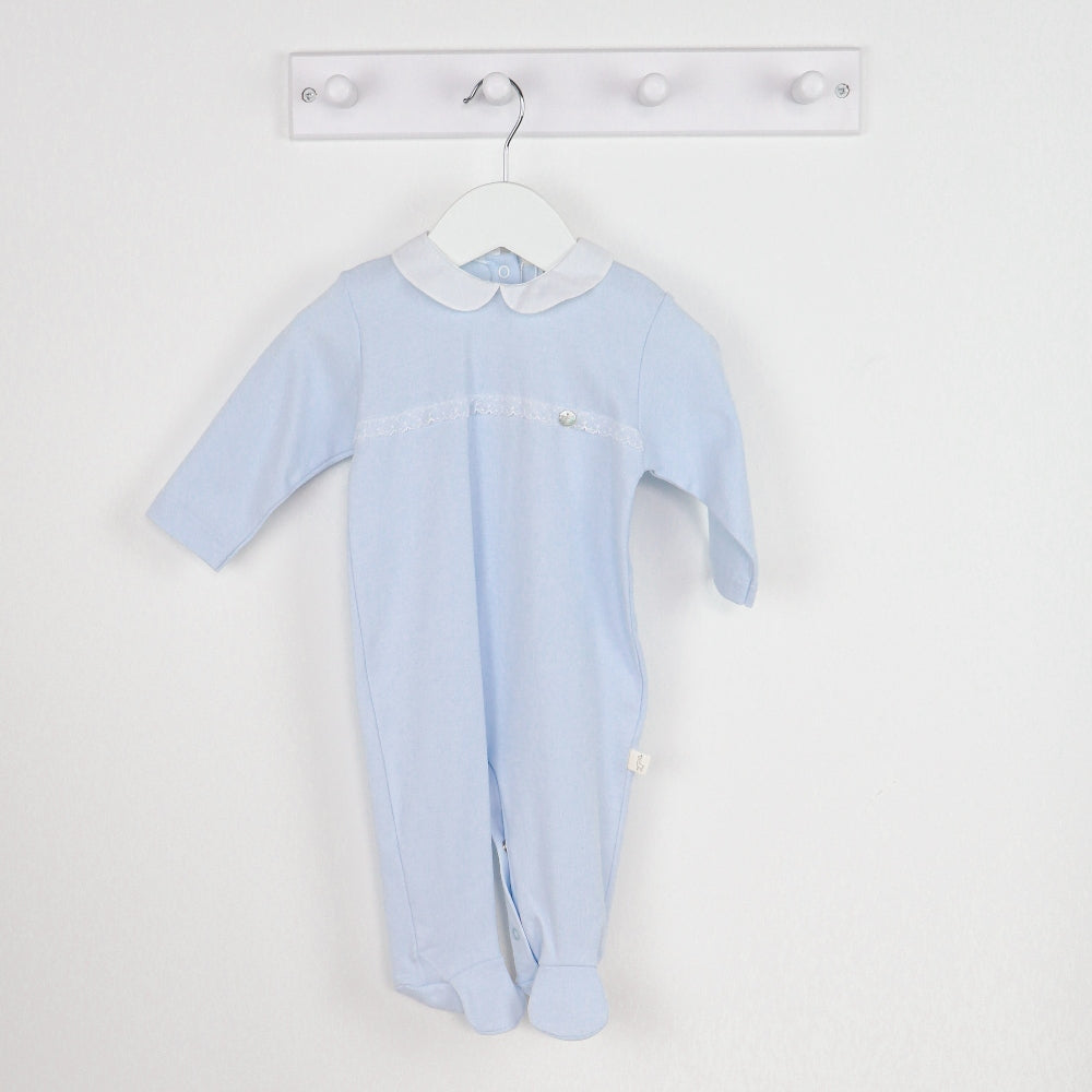 Baby Gi Blue Cotton Sleepsuit with Lace