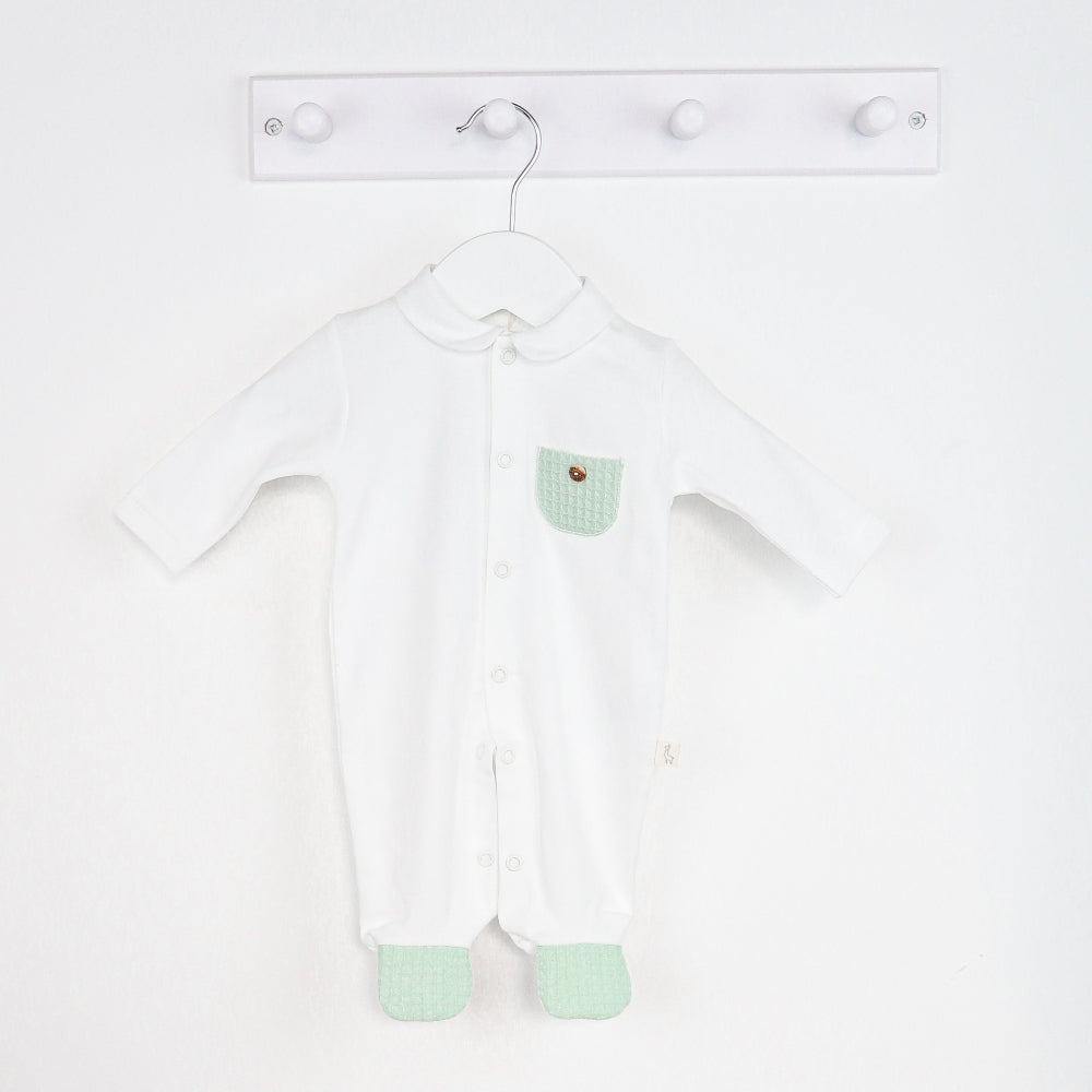 Baby Gi Boys Nest Cream/Green Sleepsuit