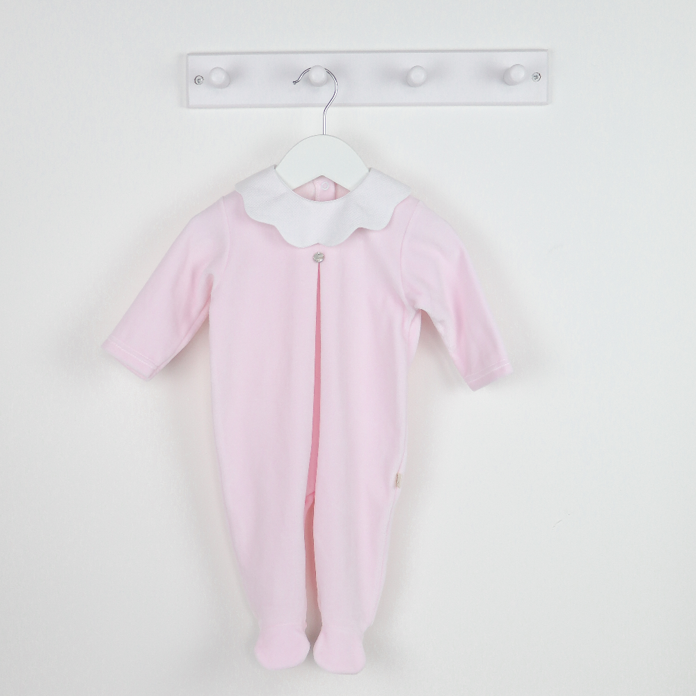 Baby Gi Pink Velour Pique Sleepsuit