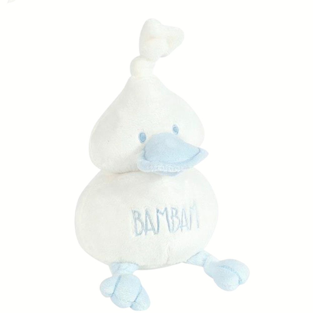 Bam Bam Cuddle Duck Rattle in Blue