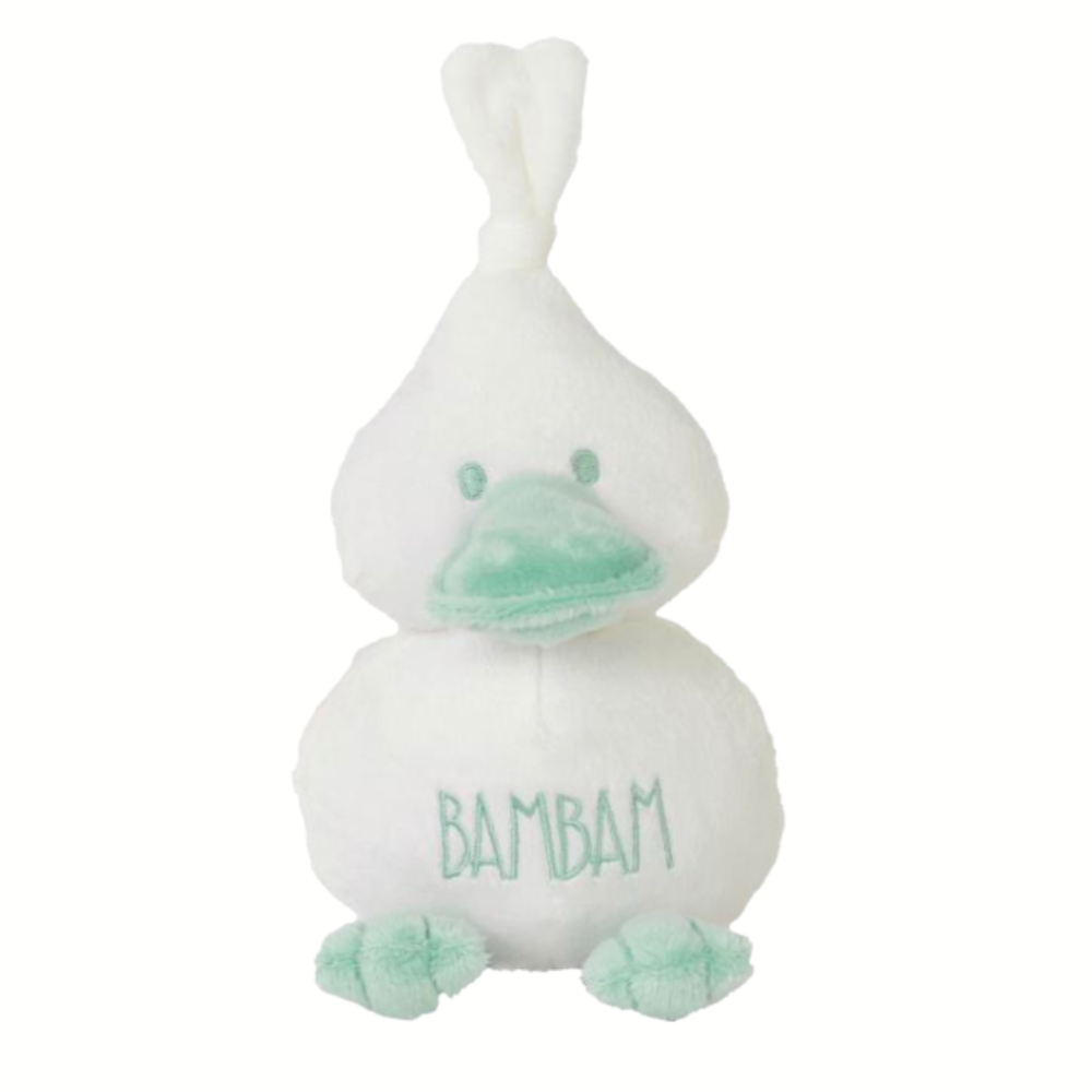 Bam Bam Cuddle Duck Rattle in Pale Green