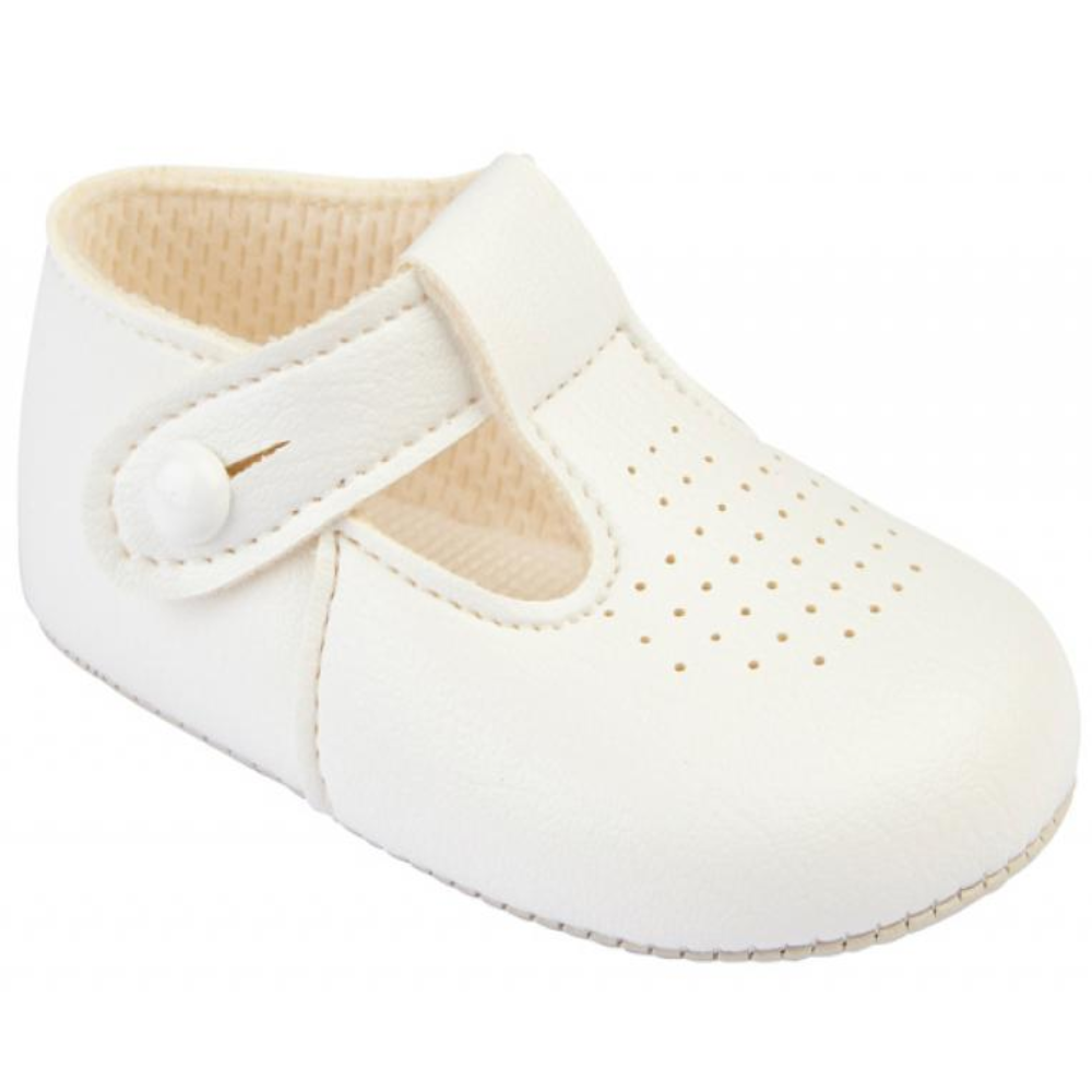 Baypods Boys White Soft Soled Pram Shoes