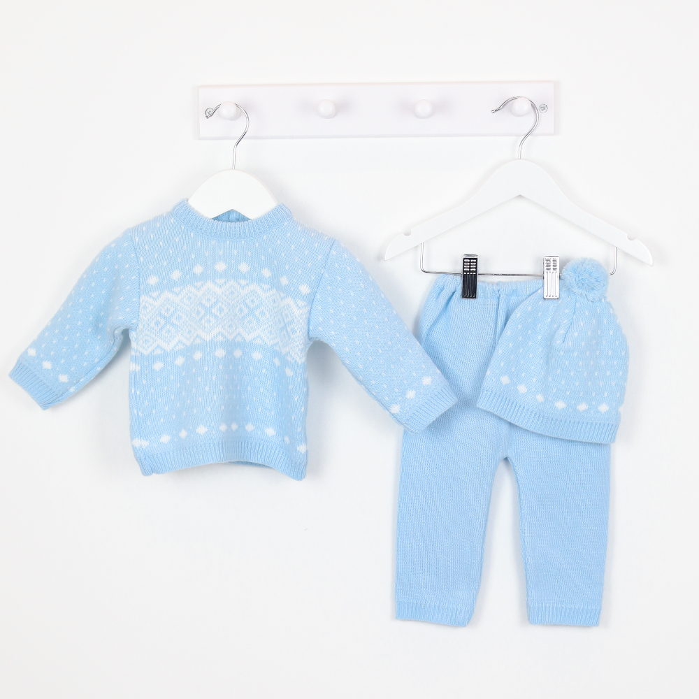 Dandelion Light Blue 3 Piece Knitted Outfit