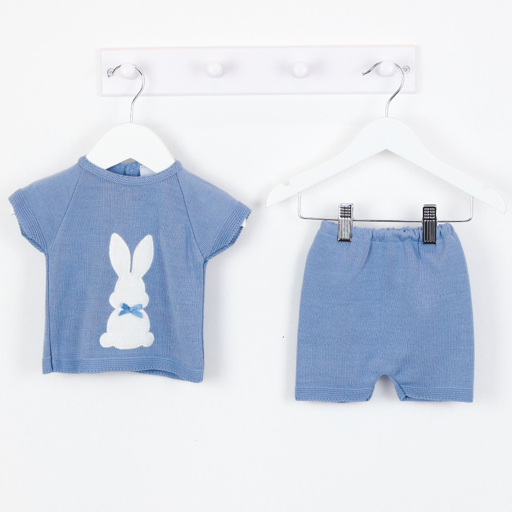 Boys Blue Knitted Bunny Top & Short