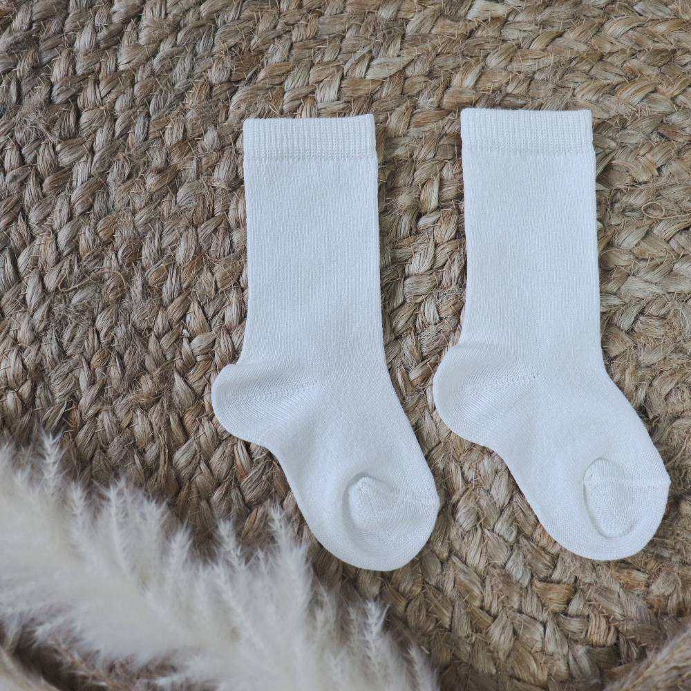Meia Pata Plain Ivory Knee Socks