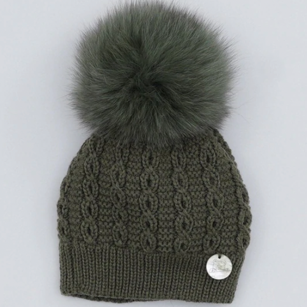 Pangasa Sage Cable Knit Faux Fur Hats 