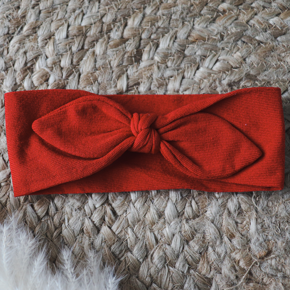 Meia Pata Cotton red Tie Bow Headband
