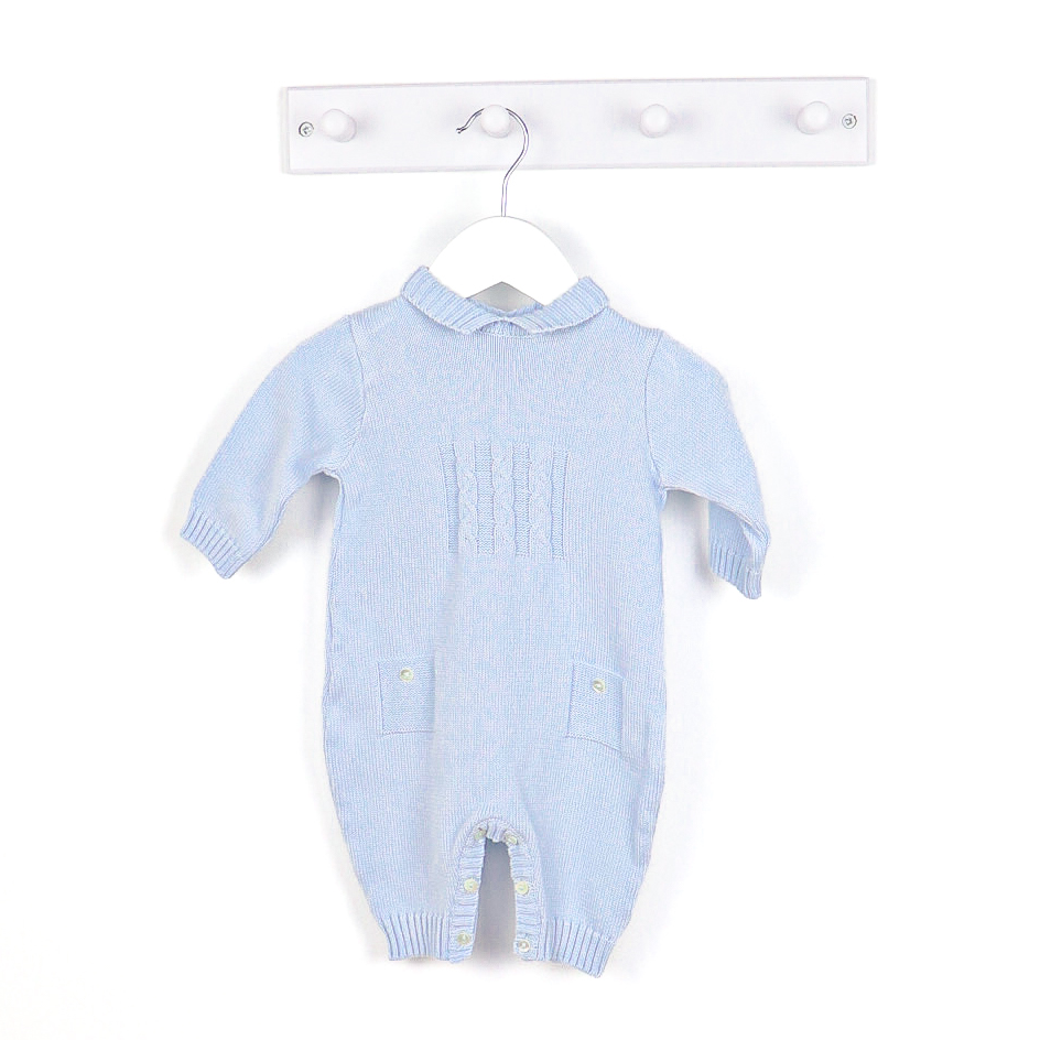 Sarah Louise Boys Knitted Blue Romper