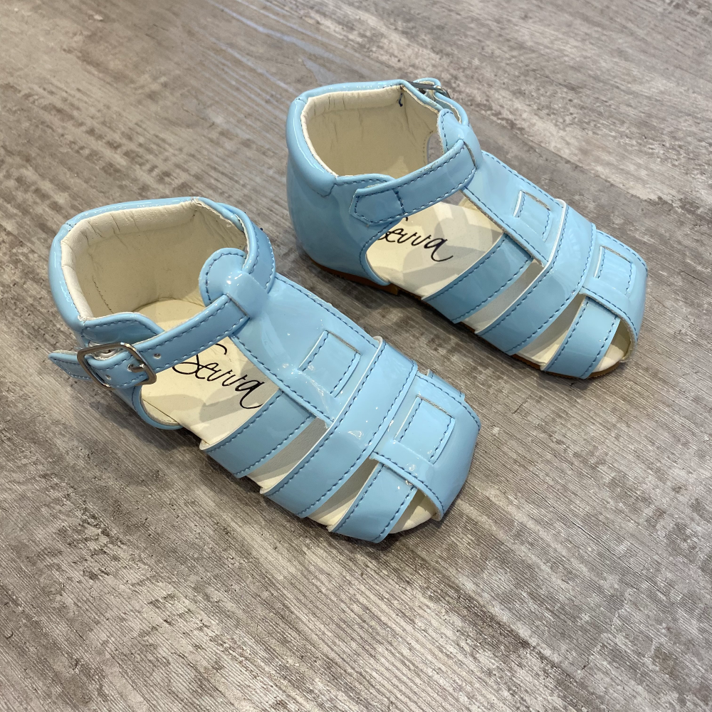 Sevva Blue Leather Patent Sandals