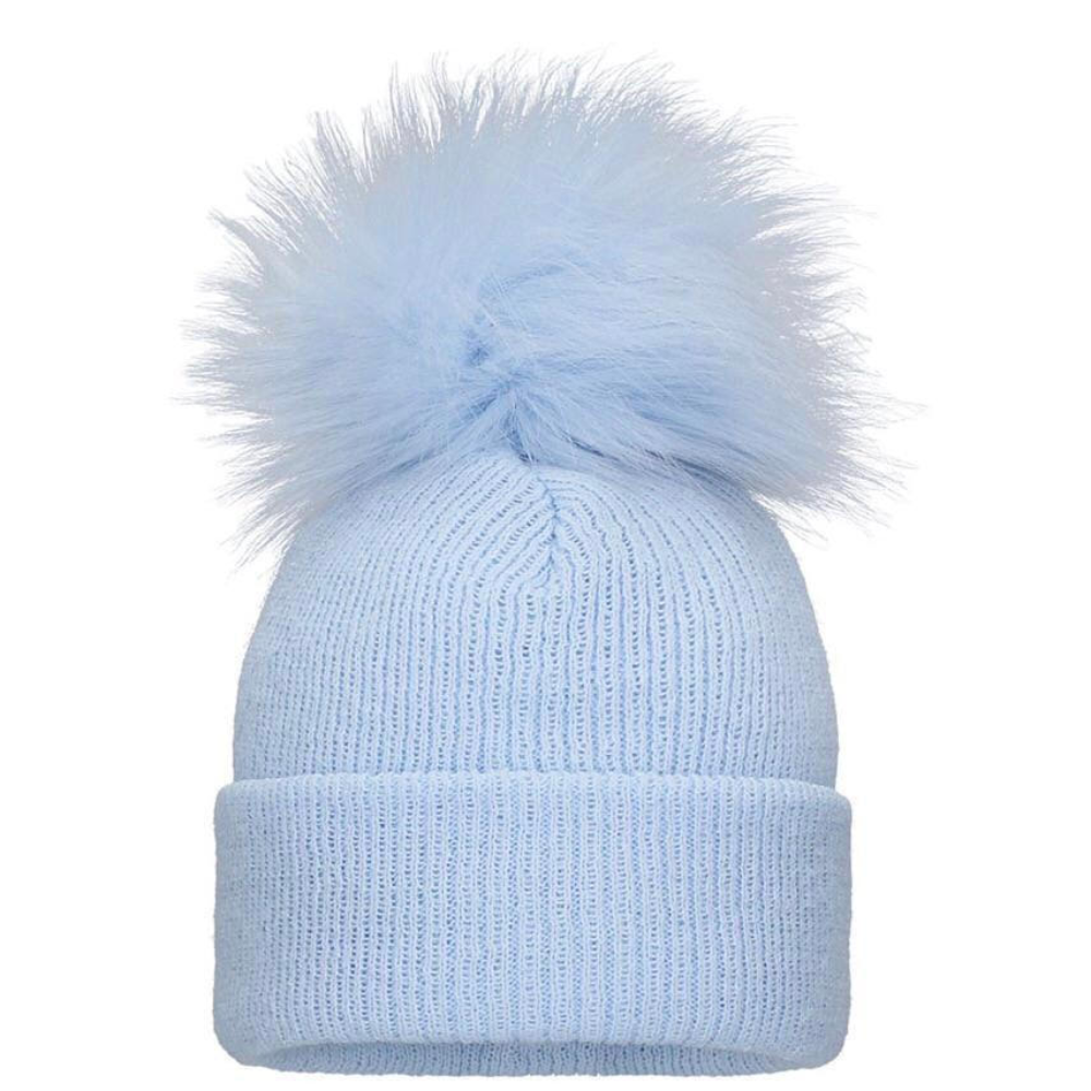 Pom Pom Envy Single Baby Knit Blue Pom Pom Hat