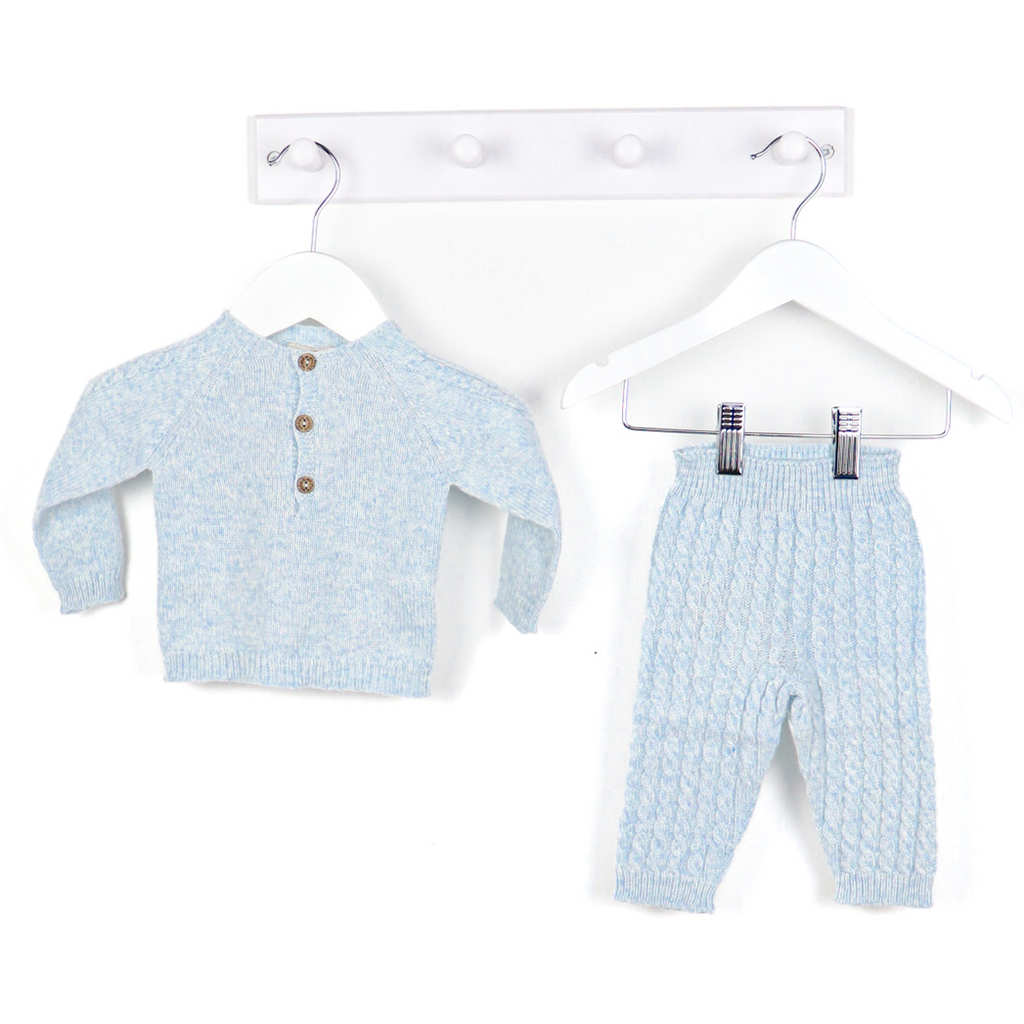 Wedoble Boys Pale Blue Knitted 2 Piece Cashmere  Blend Set