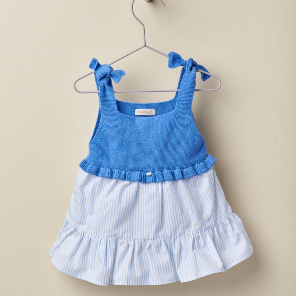 Wedoble Girls Blue Half Knit Summer Dress