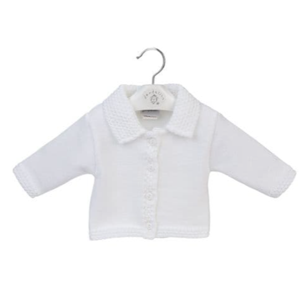 Unisex White Button Up Cardigan with Collar